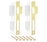 sourcing map 2 Sets Door Strike Plate, 39.5m x 197mm Stainless Steel Latch Deadbolt Replacement Lock Strike Plate for Door Frame Door Jamb Reinforcement, Gold