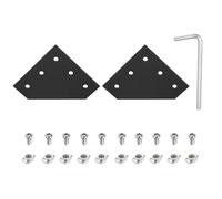 sourcing map 2 Sets L Shape Corner Bracket Connectors, 5 Holes 3030 Aluminum Extrusion Joint Plate with 10pcs M6 t Nuts, 10Pcs M6x12 Hex Socket Cap Screw and 1Pcs M5 Wrench, Black