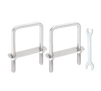 sourcing map 2 Sets M10 Square U-Bolts, 2.83"(72mm) Inner Width 3.9"(100mm) Length 304 Stainless Steel U Clamp Bolts with Nuts, Plates and Wrench for Trailer Ski Boat Fishing Boat