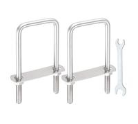 sourcing map 2 Sets M12 Square U-Bolts, 2.8"(71mm) Inner Width 7.5"(190mm) Length 304 Stainless Steel U Clamp Bolts with Nuts, Plates and Wrench for Trailer Ski Boat Fishing Boat