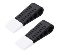 sourcing map 2 Sets Rubber Door Stopper Wedge Non-Slip Door Stops with Self Adhesive Holder for Bottom of Door Heavy Duty Door on Tile, Concrete, Carpet, Wooden Floor, Black