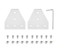 sourcing map 2 Sets t Shape Corner Bracket Connectors, 5 Holes 2020 Aluminum Extrusion Joint Plate with 10pcs M5 t Nuts, 10Pcs M5x10 Hex Socket Cap Screw and 1Pcs M4 Wrench, Silver