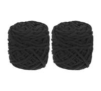 sourcing map 2 Skeins Chenille Chunky Yarn, 200g/7oz Plush Bulky Thick Fluffy Polyester Yarn for Crochet DIY, Soft Velvet Blanket for Sweater Hand Knit Crocheting (Black, 45 M/49 Yards)