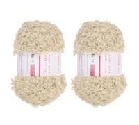 sourcing map 2 Skeins Eyelash Yarn Polyester Yarn Fur Soft Fluffy Chunky Yarn Fuzzy Eyelash Yarn Cream White for Crocheting Knit DIY Clothes Bag - 55Yard/50m, 3.8ozx2