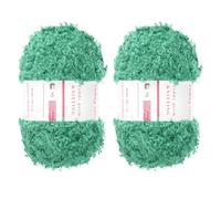 sourcing map 2 Skeins Eyelash Yarn Polyester Yarn Fur Soft Fluffy Chunky Yarn Fuzzy Eyelash Yarn Lake Green for Crocheting Knit DIY Clothes Bag - 55Yard/50m, 3.14ozx2