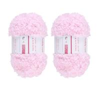 sourcing map 2 Skeins Eyelash Yarn Polyester Yarn Fur Soft Fluffy Chunky Yarn Fuzzy Eyelash Yarn Pink for Crocheting Knit DIY Clothes Bag - 55Yard/50m, 3.25ozx2