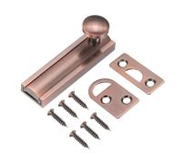sourcing map 2" Solid Brass Surface Bolt, Concealed Security Slide Latch Door Lock with Screws, Brushed French Door Lock for Closet Cabinet Recessed Doors, Red Bronze