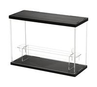 sourcing map 2 Tier Acrylic Display Case with LED Light, Transparent Dustproof Showcase Display Boxes for Collectibles, Action Figures, Black