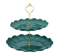 sourcing map 2-Tier Cupcake Stand Holder, Round Tiered Serving Tray 20/25cm Cup Cake Stand for Dessert Fruit Table Birthday Party Decoration Display, Green (Ripple)