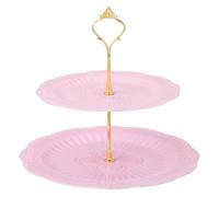 sourcing map 2-Tier Cupcake Stand Holder, Round Tiered Serving Tray 20/25cm Cup Cake Stand for Dessert Fruit Table Birthday Party Decoration Display, Pink (Butterfly)