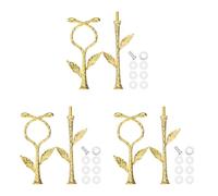 sourcing map 2 Tiers Cake Tray Stand Handle 3 Set Metal Cake Stands Holder Cupcake Dessert Plate Hardware Fitting Holder Rod Stand Handle for Wedding Party Festival Cake Plate, Gold (Vine)
