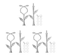 sourcing map 2 Tiers Cake Tray Stand Handle 3 Set Metal Cake Stands Holder Cupcake Dessert Plate Hardware Fitting Holder Rod Stand Handle for Wedding Party Festival Cake Plate, Silver (Vine)