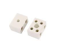 sourcing map 2 Way 15A Ceramics Terminal Blocks High Temp Porcelain Ceramic Connectors 2pcs