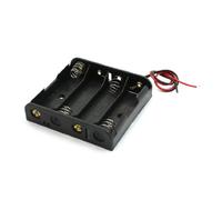 sourcing map 2 Wires Cables Black Plastic 4 x 1.5V AA Battery Case Holder Clip
