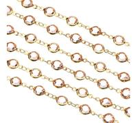 sourcing map 2 Yards Champagne Rhinestone Chain Bulk with Gold Plated Brass Chain for Jewelry Making Craft DIY Bracelet, Necklace, Glass, Shoes, Clothes Decoration (1 Yard for Each Piece)