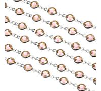 sourcing map 2 Yards Champagne Rhinestone Chain Bulk with Silver Plated Brass Chain for Jewelry Making Craft DIY Bracelet, Necklace, Glass, Shoes, Clothes Decoration (1 Yard for Each Piece)