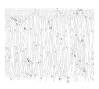 sourcing map 2 Yards of 10cm/4" Sequin Fringe Trim Sparkling DIY Fringe Tassel Trim Ribbon for Costume Clothes DIY Sewing Crafts Decoration, (5.9 ft/1.8m) White