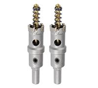 sourcing map 20.5mm Carbide Hole Cutter, Hole Saws for Stainless Steel Sheet Metal, Non-Slip Triangular Shank Limit Step, with Titanium Coated Center Drill, 2pcs