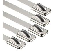 sourcing map 20 Inches Stainless Steel Cable Zip Ties Multi-Purpose Metal Exhaust Wrap 20pcs