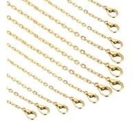 sourcing map 20 Pack 22 Inch Necklace Chains Bulk 2mm Gold Plated Cable Chains with Lobster Clasps for Jewelry Making