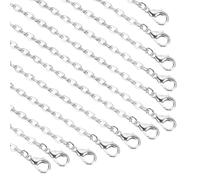 sourcing map 20 Pack 22 Inch Necklace Chains Bulk 3.2mm Silver Plated Cable Chains with Lobster Clasps for Jewelry Making