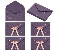 sourcing map 20 Pack Greeting Card Envelopes with Ribbon Bow, 6.4" x 4.5" Tiny Items Storage Vintage Cute Present Card Holder for Wedding Greeting Party Postcards, Dark Purple