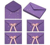 sourcing map 20 Pack Greeting Card Envelopes with Ribbon Bow, 6.4" x 4.5" Tiny Items Storage Vintage Cute Present Card Holder for Wedding Greeting Party Postcards, Light Purple
