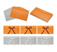 sourcing map 20 Pack Greeting Card Envelopes with Ribbon Bow Tiny Items Storage Vintage Cute Present Card Holder for Wedding Greeting Party Postcards, Bronze/Gray 8.7" x 4"