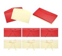 sourcing map 20 Pack Greeting Card Envelopes with Ribbon Bow Tiny Items Storage Vintage Cute Present Card Holder for Wedding Greeting Party Postcards, Light Gold/Red 8.7" x 4"