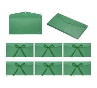 sourcing map 20 Pack Greeting Card Envelopes with Ribbon Bow Tiny Items Storage Vintage Cute Present Card Holder for Wedding Greeting Party Postcards, Dark Green 8.7" x 4"