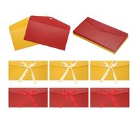 sourcing map 20 Pack Greeting Card Envelopes with Ribbon Bow Tiny Items Storage Vintage Cute Present Card Holder for Wedding Greeting Party Postcards, Red/Golden Yellow 8.7" x 4"