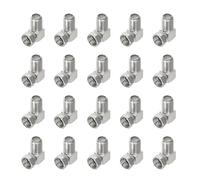 sourcing map 20 Pack Right Angle Coaxial Connector, F Female to F male Adapter 75 Ohm Coax Coaxial Extension Coupler for Broadcast, Antenna, Amplifier, CB Radio, Silver