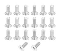 sourcing map 20 Pack Socket Head Screws, M3x8mm Aluminum Alloy Countersunk Head Hex Socket Screws Hardware Hexagon Flat Head Bolts for Model Accessories, Silver Tone