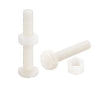 sourcing map 20 Pairs Nylon Screw Nut Assortment, M6x35mm Slotted Pan Head Screws & M6 Hex Nuts for Machinery, Electronics, White