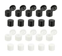 sourcing map 20 Pcs 18/410 Flips Top Caps for Bottles, Replacement Plastic Reusable Non-Spill Bottle Lid for Squeeze Bottles, Refillable Bottles, Plastic, Empty, Shampoo Bottles, White/Black
