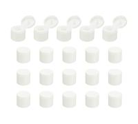 sourcing map 20 Pcs 18/410 Flips Top Caps for Bottles, Replacement Plastic Reusable Non-Spill Bottle Lid for Squeeze Bottles, Refillable Bottles, Plastic, Empty, Shampoo Bottles, White