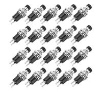 sourcing map 20 Pcs 1A 250V AC 7mm Mini Momentary Push Button Switch SPST NC Black Switch Button with Soldering Foot for Electronic Devices