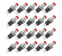 sourcing map 20 Pcs 1A 250V AC 7mm Mini Momentary Push Button Switch SPST NC Red Switch Button with Soldering Foot for Electronic Devices