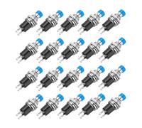 sourcing map 20 Pcs 1A 250V AC 7mm Mini Momentary Push Button Switch SPST NO Blue Switch Button with Soldering Foot for Electronic Devices