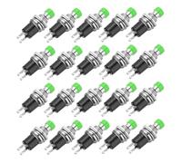 sourcing map 20 Pcs 1A 250V AC 7mm Mini Momentary Push Button Switch SPST NO Green Switch Button with Soldering Foot for Electronic Devices