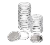 sourcing map 20 Pcs 20.5mm Silver Dollar Coin Holders, Plastic Coin Capsule Covers Acrylic Clear Round Coin Collection Supplies Container for Silver Coin Protectors or NFC Tag