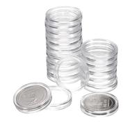sourcing map 20 Pcs 20mm Silver Dollar Coin Holders, Plastic Coin Capsule Covers Acrylic Clear Round Coin Collection Supplies Container for Silver Coin Protectors or NFC Tag