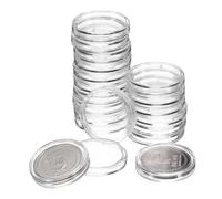sourcing map 20 Pcs 22.5mm Silver Dollar Coin Holders, Plastic Coin Capsule Covers Acrylic Clear Round Coin Collection Supplies Container for Silver Coin Protectors or NFC Tag