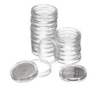 sourcing map 20 Pcs 23mm Silver Dollar Coin Holders, Plastic Coin Capsule Covers Acrylic Clear Round Coin Collection Supplies Container for Silver Coin Protectors or NFC Tag