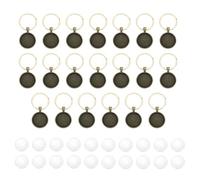 sourcing map 20 Pcs 25mm Cabochons Keychain Kit Pendant Setting Trays Glass Cabochons Base Blank Keychain Making Kit for Key Ring Supplies Photo Resin Crafting, Bronze Tone