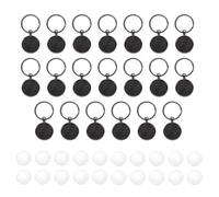 sourcing map 20 Pcs 25mm Cabochons Keychain Kit Pendant Setting Trays Glass Cabochons Base Blank Keychain Making Kit for Key Ring Supplies Photo Resin Crafting, Black