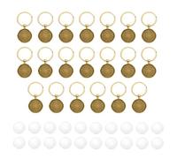 sourcing map 20 Pcs 25mm Cabochons Keychain Kit Pendant Setting Trays Glass Cabochons Base Blank Keychain Making Kit for Key Ring Supplies Photo Resin Crafting, Gold Tone