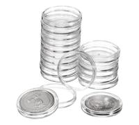 sourcing map 20 Pcs 26mm Silver Dollar Coin Holders, Plastic Coin Capsule Covers Acrylic Clear Round Coin Collection Supplies Container for Silver Coin Protectors or NFC Tag