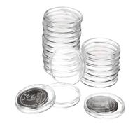 sourcing map 20 Pcs 28mm Silver Dollar Coin Holders, Plastic Coin Capsule Covers Acrylic Clear Round Coin Collection Supplies Container for Silver Coin Protectors or NFC Tag