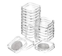 sourcing map 20 Pcs 28mm Silver Dollar Coin Holders, Plastic Coin Capsule Covers Acrylic Clear Square Coin Collection Supplies Container for Silver Coin Protectors or NFC Tag